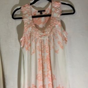 EXPRESSO XL WHITE TANK TOP W/ORANGE PRINT